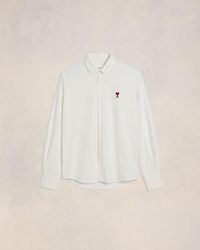 Ami Paris - Ami De Coeur Button-Down-Hemd Aus Weißer Baumwolle Weiß - Lyst