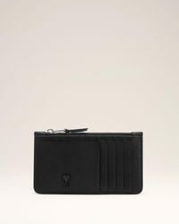 Ami Paris - Cowhide Leather Ami De Coeur Zipped Card Holder - Lyst