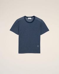 Ami Paris - Striped Cotton Ami De Coeur T-Shirt - Lyst