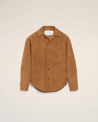 Ami Paris - Goat Leather Buttoned Overshirt - Lyst