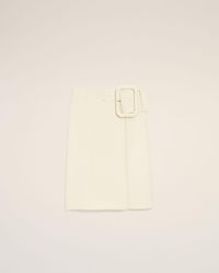 Ami Paris - New Wool Big Buckle Belted Midi Skirt - Lyst