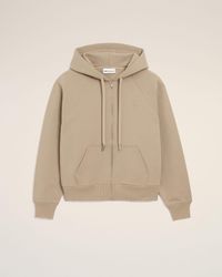 Ami Paris - Cotton Embossed Ami De Coeur Zipped Hoodie - Lyst