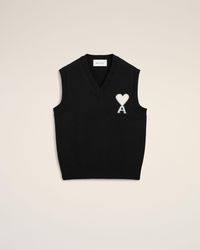 Ami Paris - Sleeveless Wool Sweater With Ami De Coeur - Lyst