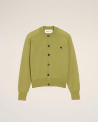 Ami Paris - Grüner Ami De Coeur Wollpullover Mit Rundhalsausschnitt Grün - Lyst