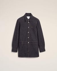 Ami Paris - Cotton Denim Shirt Dress With Ami De Coeur - Lyst