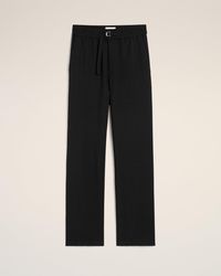 Ami Paris - Straight-Fit-Hose Mit Gummizug Aus Schwarzer Wolle - Lyst