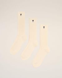 Ami Paris - Natural Cotton Three Pack Ami De Coeur Socks - Lyst