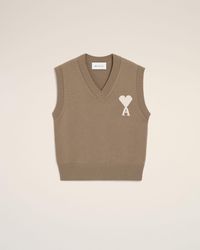 Ami Paris - Wool And Cotton Sleeveless Ami De Coeur Sweater - Lyst