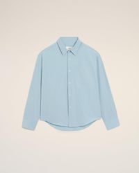 Ami Paris - Ami De Coeur Hemd Mit Boxy-Fit Aus Blauer Baumwolle Mit Prägung Blau - Lyst
