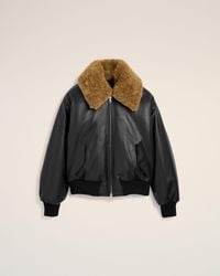 Ami Paris - Lamb Leather Padded Jacket - Lyst