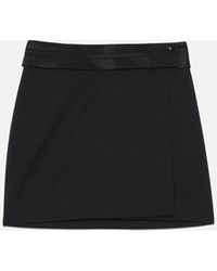 AMI Mini Wrap Skirt With Contrasted Belt - Black