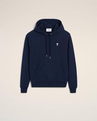 Ami Paris - Hoodie Marine Ami De Coeur En Coton - Lyst