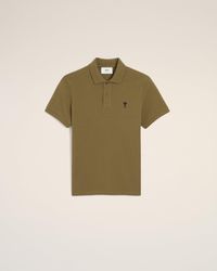 Ami Paris - Cotton Contrasted Ami De Coeur Polo Shirt - Lyst