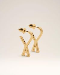 Ami Paris - Brass Small Hoops With Ami De Coeur - Lyst