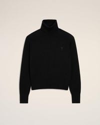 Ami Paris - Pull Col Roulé Ami De Coeur En Laine - Lyst