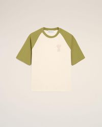 Ami Paris - And Cotton Ami De Coeur Knitted Patch T-Shirt - Lyst