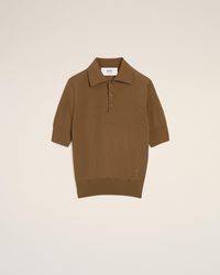Ami Paris - Polo Marron Ami De Coeur En Laine - Lyst
