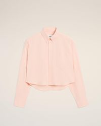 Ami Paris - Cotton Ami De Coeur Cropped Oversized Shirt - Lyst