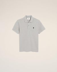 Ami Paris - Cotton Contrasted Ami De Coeur Polo Shirt - Lyst