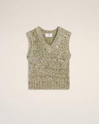 Ami Paris - Cotton And Wool Sleeveless V Neck Sweater - Lyst
