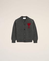 Ami Paris - Wool Cardigan With Ami De Coeur - Lyst