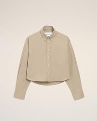 Ami Paris - Cotton Cropped Embossed Ami De Coeur Shirt - Lyst