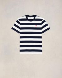 Ami Paris - Striped Ami De Coeur T-Shirt - Lyst