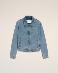 Ami Paris - Cotton Contrasted Ami De Coeur Zipped Jacket - Lyst