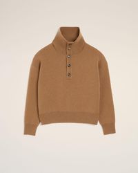 Ami Paris - High Buttoned Collar Wool Sweater - Lyst