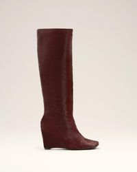 Ami Paris - Burgundy Leather Bicolor Knee High Boots - Lyst