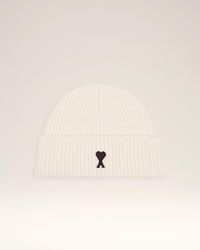 Ami Paris - Ami De Coeur Mütze Aus Weißer Wolle Weiß - Lyst