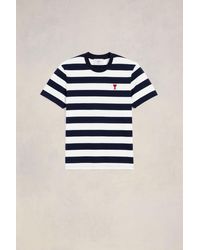 Ami Paris - Striped Ami De Coeur T-shirt - Lyst