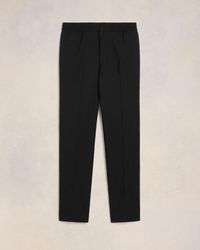 Ami Paris - Hose Aus Schwarzer Wolle Mit Elastischem Taillenbund - Lyst