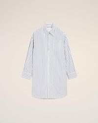 Ami Paris - Striped Cotton Ami De Coeur Wide Shirt Dress - Lyst