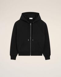 Ami Paris - Zipped Cotton Hoodie With Embossed Ami De Coeur - Lyst