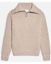 Mens Clothing Sweaters and knitwear Zipped sweaters for Men AMI Cotton Tonal Heart Half Zip Sweat in Beige Natural 