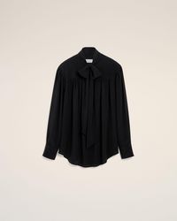Ami Paris - Lavalliere Silk-Blend Blouse - Lyst
