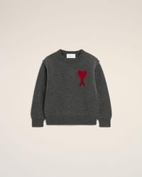 Ami Paris - Crewneck Wool Sweater With Ami De Coeur - Lyst