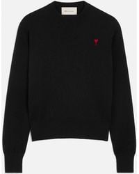 Ami Paris - Crewneck Wool Sweater With Ami De Coeur - Lyst