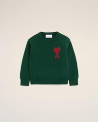Ami Paris - Crewneck Wool Sweater With Ami De Coeur - Lyst