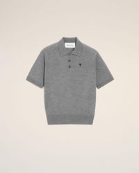 Ami Paris - Wool Short Sleeves Ami De Coeur Polo - Lyst
