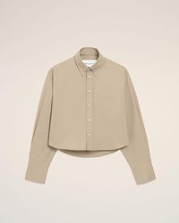 Ami Paris - Cotton Cropped Embossed Ami De Coeur Shirt - Lyst