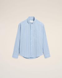 Ami Paris - Boxy Striped Cotton Shirt With Embossed Ami De Coeur - Lyst
