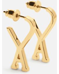 Ami Paris - Brass Small Hoops With Ami De Coeur - Lyst