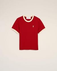 Ami Paris - Contrasted Cotton T-Shirt With Ami De Coeur - Lyst