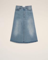 Ami Paris - Long A-Line Cotton Skirt - Lyst