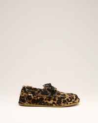 Ami Paris - Leopard Printed Cowhide Leather Boat Shoes - Lyst