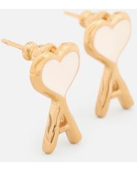 Ami Paris - Brass Earrings With Hammered Ami De Coeur - Lyst
