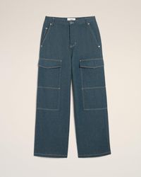 Ami Paris - Arbeiter-Baggy-Hose Aus Blauer Wolle Blau - Lyst