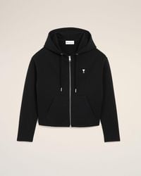 Ami Paris - Cotton Ami De Coeur Zipped Hoodie - Lyst